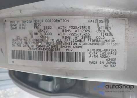 1999 Toyota 4Runner z USA, uszkodzony, nr VIN JT3GM84R4X0050585